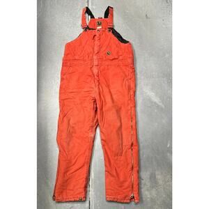 Berne BB21BTO Duck Canvas Quilt Lined Insulated Work Overalls Youth XL Orange